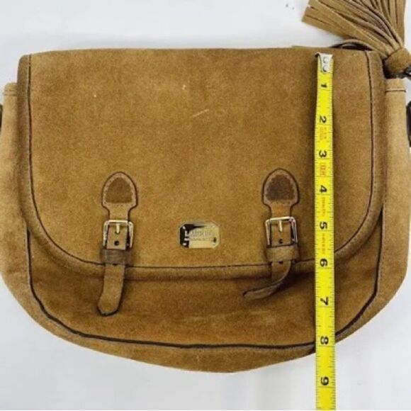 🛍️Lauren Ralph Anaville nutmeg leather suede saddle 💼 bag 🎀Purse - Picture 12 of 14